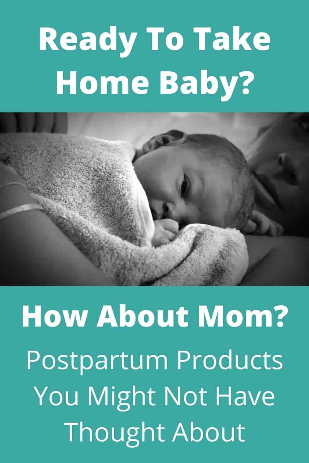 Mom holding newborn on her chest with a blanket in the hospital  Ready to take home baby?  How about mom?  Postpartum products you might not have thought about. 