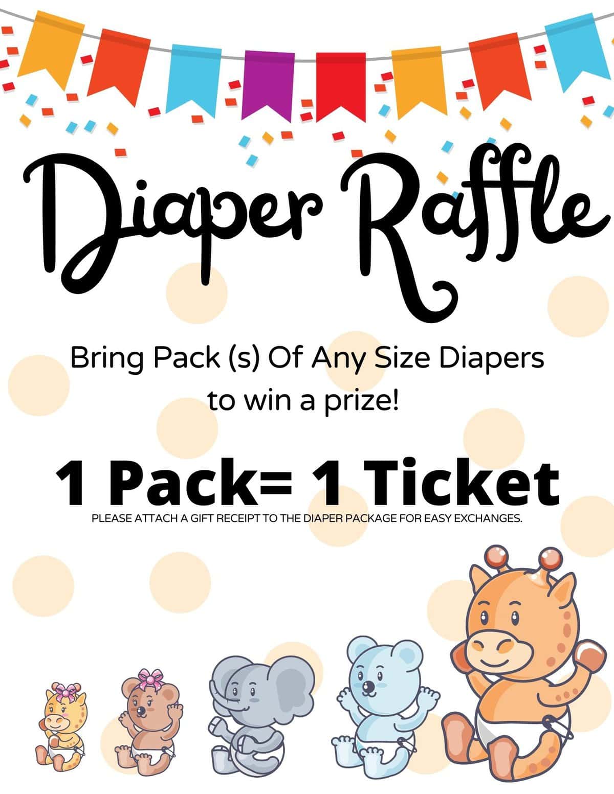 diaper raffle table sign free pdf download