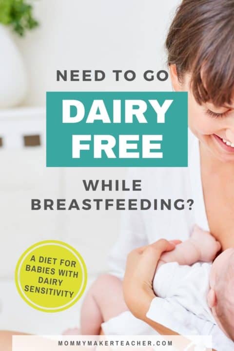 Need to go dairy free while breastfeeding? Mother holding her baby. A diet for babies with dairy sensitivity. 