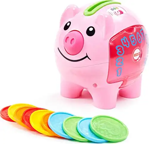 Fisher-Price Laugh & Learn Baby Learning Toy Smart Stages Piggy Bank with Songs Sounds and Phrases for Infant to Toddler Play