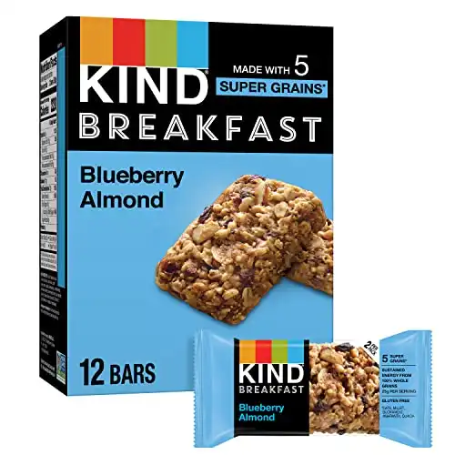 KIND Breakfast, Healthy Snack Bar, Blueberry Almond, Gluten Free Breakfast Bars, 100% Whole Grains, 1.76 OZ Packs (6 Count)
