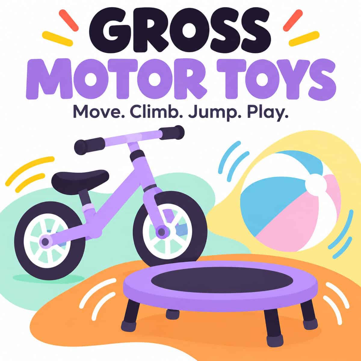 Kids playing with gross motor toys collage with the title "35 Best Gross Motor Toys for Small Spaces and Big Energy"