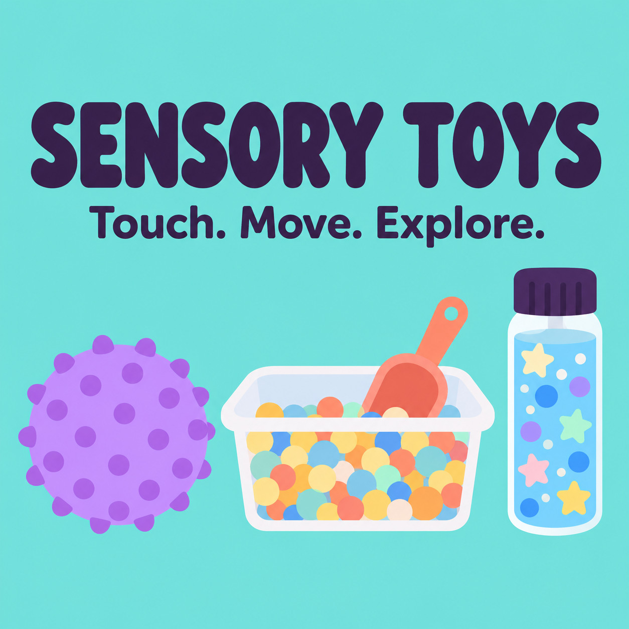 Sensory toys and sensory bins collage with the blog title "44 Best Sensory Toys for Kids Ages 0-6"