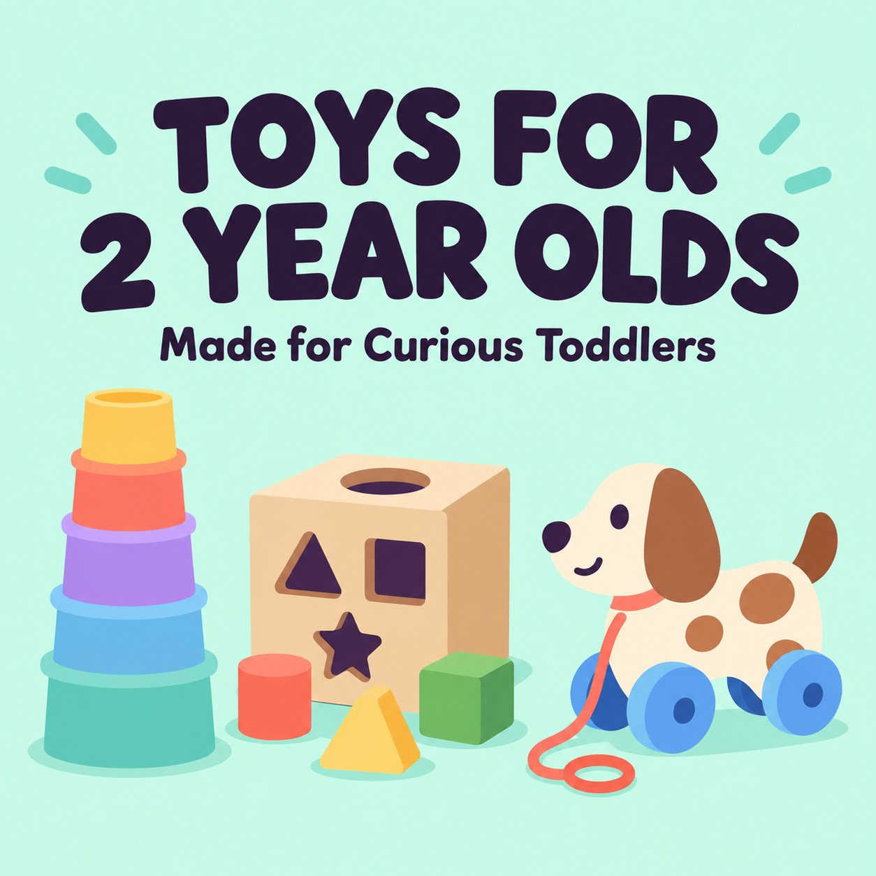 Toys for 2 year olds collage with the blog title "56 Best Toys for 2 Year Olds"