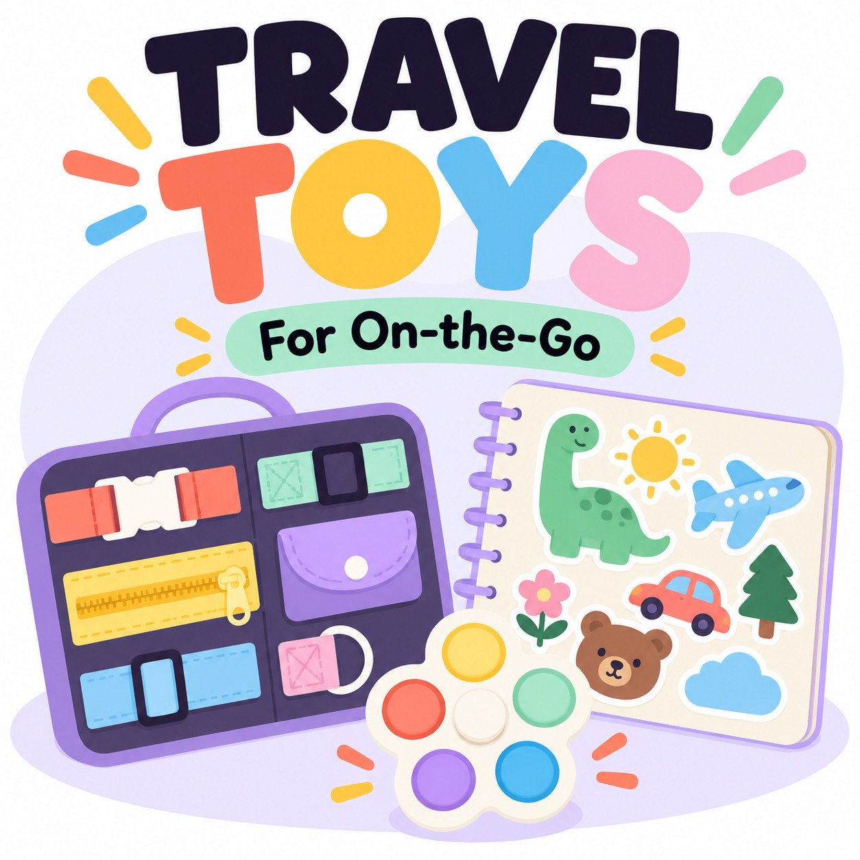 Toddler travel toys for the car or plane collage with the title "25 Best Travel Toys for Toddlers"